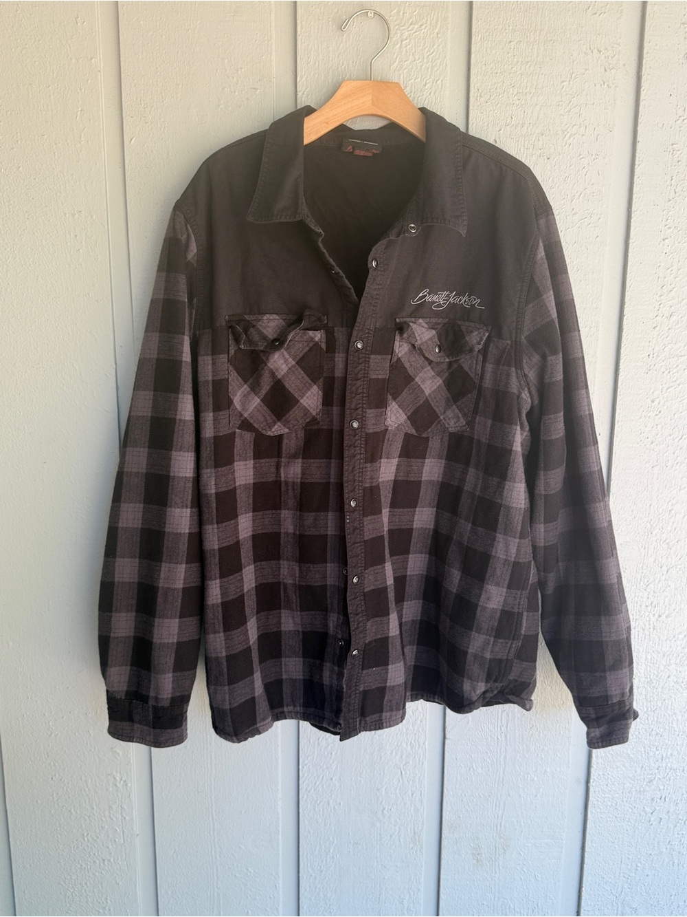 Barrett Jackson Black and Gray Plaid Button-Down Shirt size 3XL